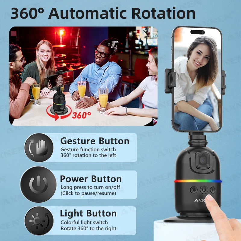 Smart Auto Face Tracking Desktop AI Gimbal for Smartphone & Action Camera