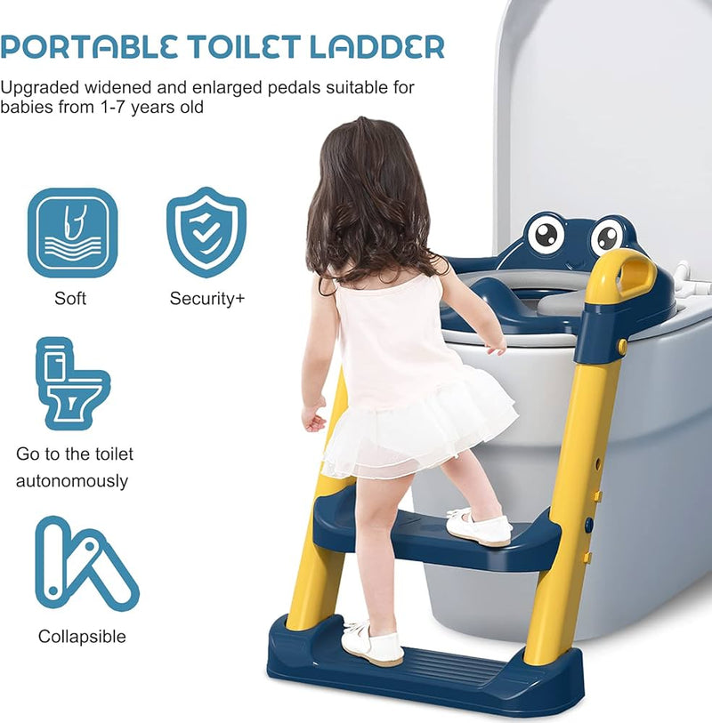 2 in 1 Foldable Potty Training Toilet Seat & Ladder | Soft Cushion & Anti-Slip
