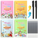 (Pack of 4) Magic Practice Copybook for Kids, Children Reusable Handwriting Practice Copy Books for Preschools Magic Workbook Letter Writing Book