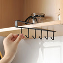 (Pack of 2) 6 Hooks Metal hanger, Storage Shelf Wardrobe Cabinet Metal Under Shelves Mug Cup Hanger Kitchen Organizer Rack Holder