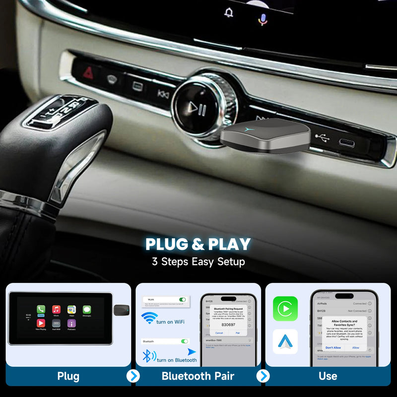 2-in-1 Wired to Wireless CarPlay Adapter