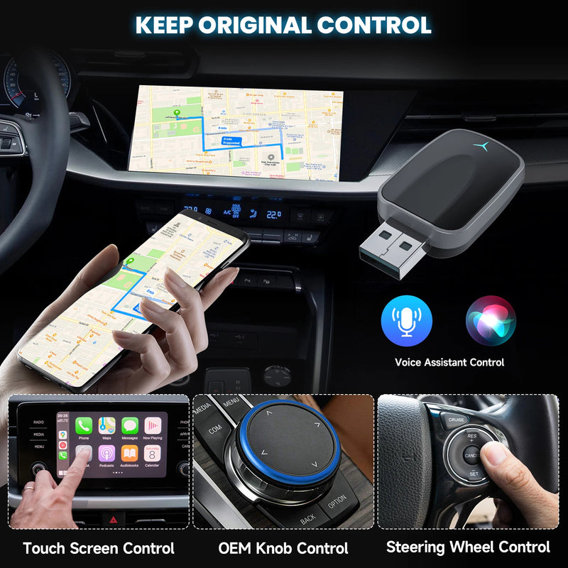 2-in-1 Wired to Wireless CarPlay Adapter