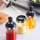 Pack of 3 Glass Seasoning Tank Kitchen Spice Kit Bottles Pepper Spoon Seasoning Jars Brush Honey Container Food Storage Container