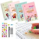 (Pack of 4) Magic Practice Copybook for Kids, Children Reusable Handwriting Practice Copy Books for Preschools Magic Workbook Letter Writing Book