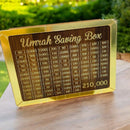 ( FREE HOME DELIVERY ) Umrah Saving Box - Wooden Islamic Money Box - 280 Days Umrah Savings Box Plan
